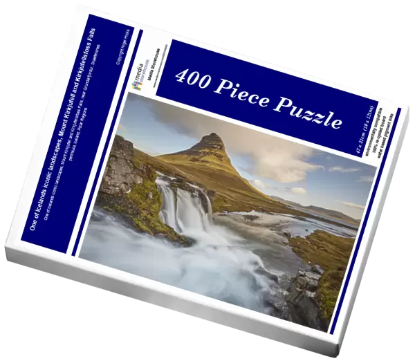 One of Icelands iconic landscapes, Mount Kirkjufell and Kirkjufellsfoss Falls