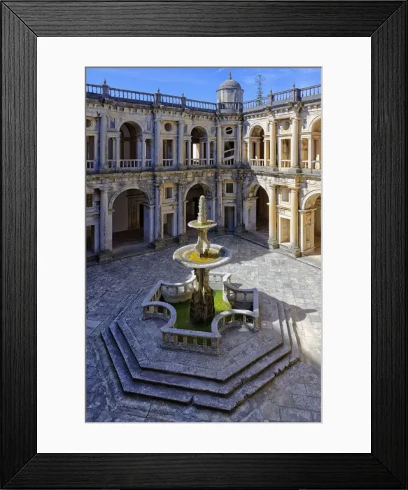 Framed Print : Main cloister and fountain, Castle and Convent of the Order of Christ (Convento do Cristo Framed Print : Main cloister and fountain, Castle and Convent of the Order of Christ (Convento do Cristo