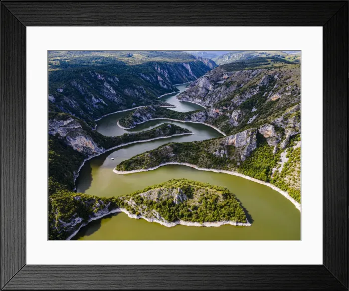 Framed Print : Uvac River meandering through the mountains, Uvac Special Nature Reserve, Serbia, Europe