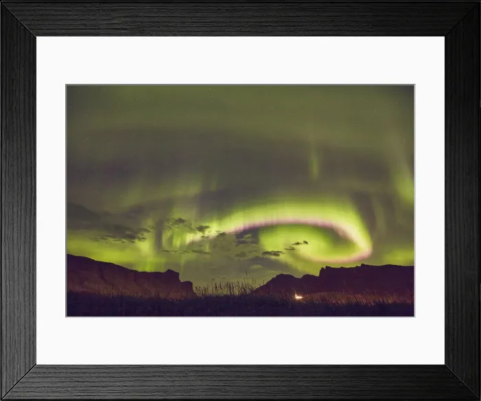 Framed Print : The Aurora Borealis (Northern Lights), seen in the night sky above Vik Framed Print : The Aurora Borealis (Northern Lights), seen in the night sky above Vik