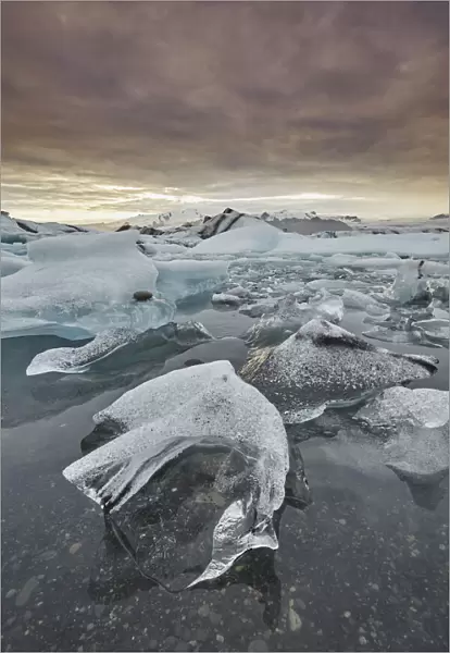An iconic Icelandic landscape, an ice-filled lagoon fed by the Vatnajokull icecap