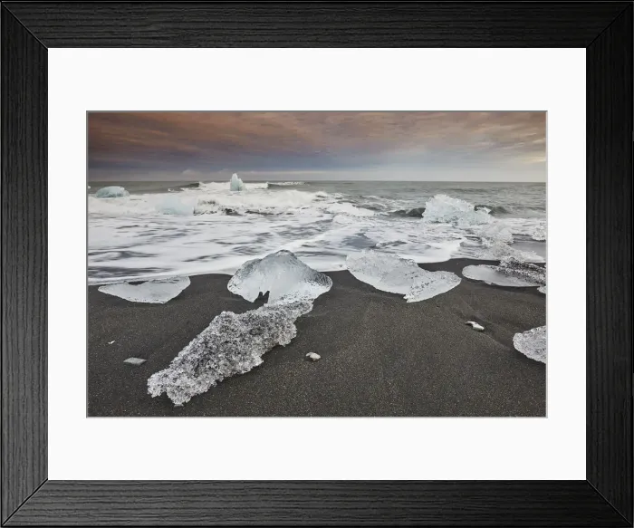 Framed Print : Melting glacial ice, carved from the Vatnajokull icecap, on the beach at Jokulsarlon Framed Print : Melting glacial ice, carved from the Vatnajokull icecap, on the beach at Jokulsarlon