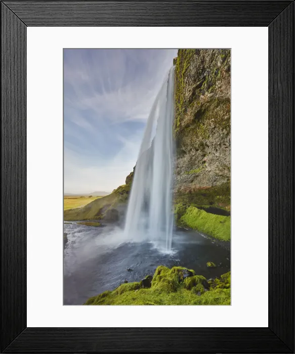Framed Print : A spectacular sheer waterfall, Seljalandsfoss Falls, near Vik Framed Print : A spectacular sheer waterfall, Seljalandsfoss Falls, near Vik