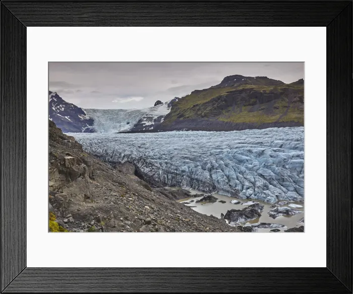 Framed Print : A retreating glacier, pouring down from the Vatnajokull icecap Framed Print : A retreating glacier, pouring down from the Vatnajokull icecap