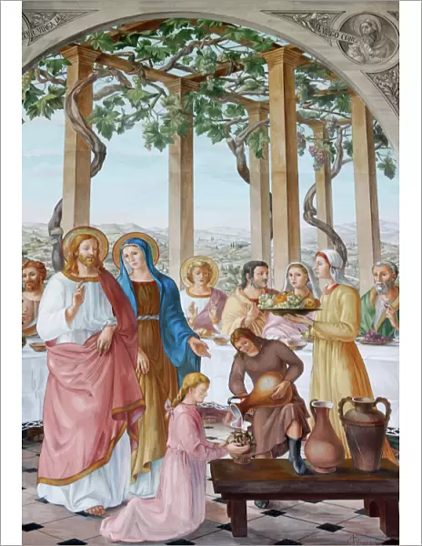 Painting of the Wedding at Cana, in the Visitation Church in Ein Kerem, Israel