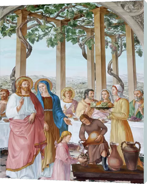 Painting of the Wedding at Cana, in the Visitation Church in Ein Kerem, Israel
