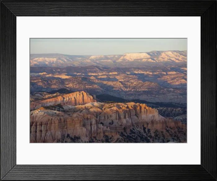 Framed Print : View to Sinking Ship Mesa from the Rim Trail at Bryce Point, sunset Framed Print : View to Sinking Ship Mesa from the Rim Trail at Bryce Point, sunset