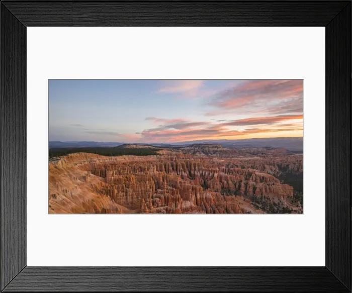 Framed Print : Panoramic view over the Silent City from the Rim Trail at Inspiration Point, dawn