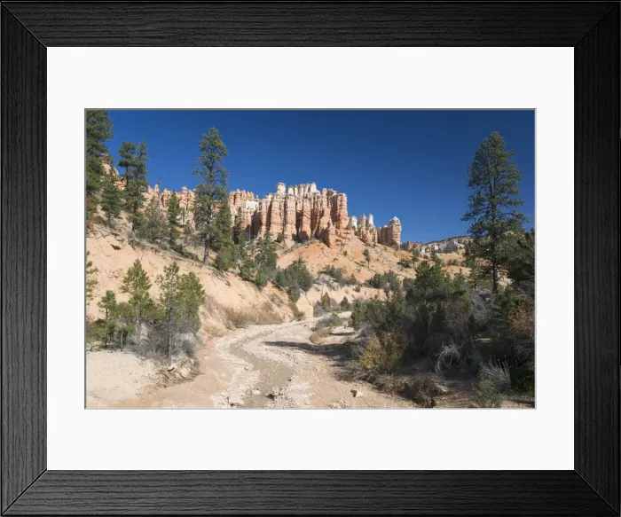 Framed Print : View to typical rock hoodoos from the Mossy Cave Trail, Water Canyon Framed Print : View to typical rock hoodoos from the Mossy Cave Trail, Water Canyon