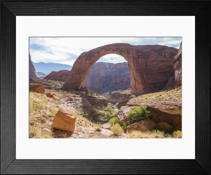 Framed Print : View across rocky landscape to Rainbow Bridge National Monument Framed Print : View across rocky landscape to Rainbow Bridge National Monument
