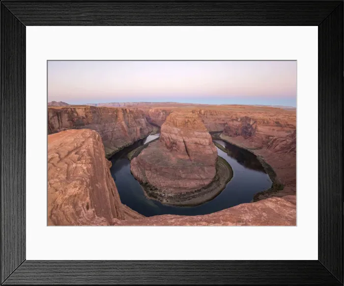 Framed Print : View from cliff edge over the Colorado River at Horseshoe Bend, dawn Framed Print : View from cliff edge over the Colorado River at Horseshoe Bend, dawn