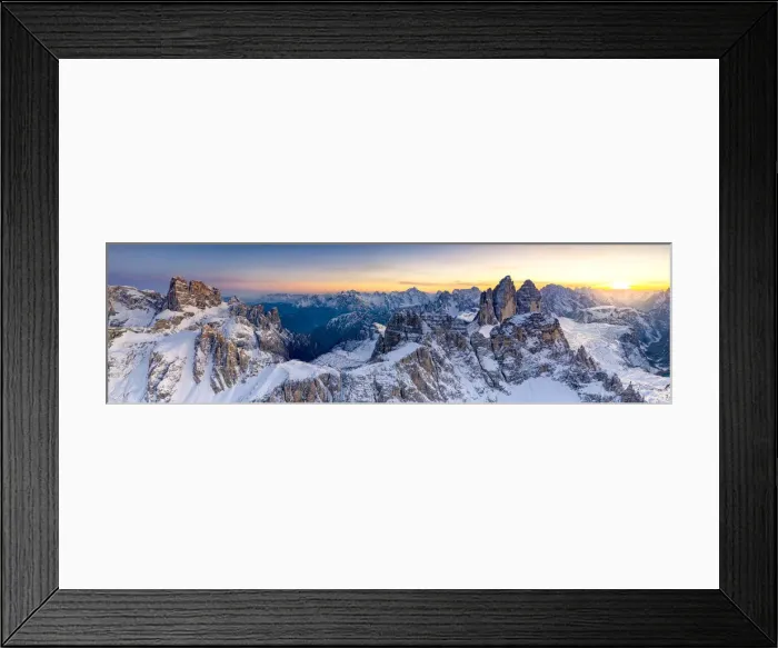 Framed Print : Sunset on the snow capped Tre Cime Di Lavaredo, Monte Paterno and Croda Dei Toni Framed Print : Sunset on the snow capped Tre Cime Di Lavaredo, Monte Paterno and Croda Dei Toni