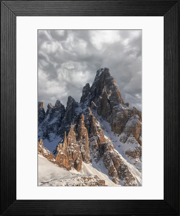 Framed Print : Clouds at sunset over the majestic rocks of Monte Paterno (Paternkofel), Sesto Dolomites
