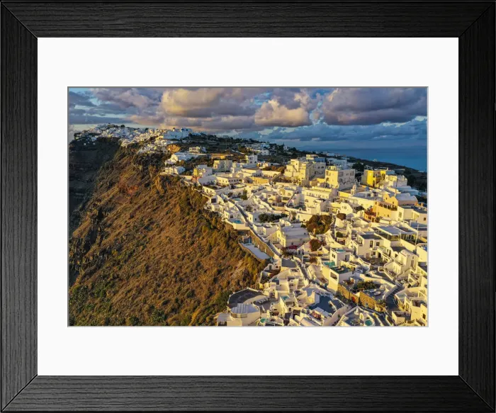 Framed Print : Aerial of Fira at sunset, Santorini, Cyclades, Greek Islands, Greece, Europe Framed Print : Aerial of Fira at sunset, Santorini, Cyclades, Greek Islands, Greece, Europe