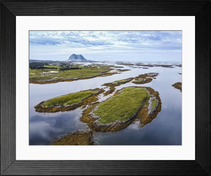 Framed Print : Aerial of the rugged coastline of the UNESCO World Heritage Site, the Vega Archipelago Framed Print : Aerial of the rugged coastline of the UNESCO World Heritage Site, the Vega Archipelago