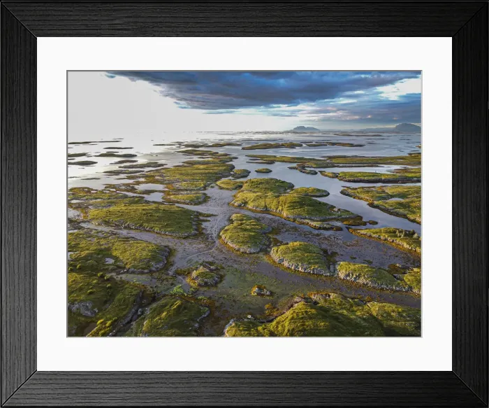 Framed Print : Aerial of the rugged coastline of the UNESCO World Heritage Site at sunset