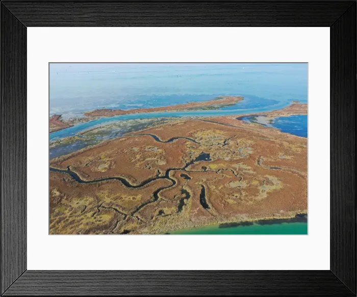 Framed Print : Aerial view of Venice Lagoon, canals and meanders, Venice, Veneto, Italy, Europe Framed Print : Aerial view of Venice Lagoon, canals and meanders, Venice, Veneto, Italy, Europe