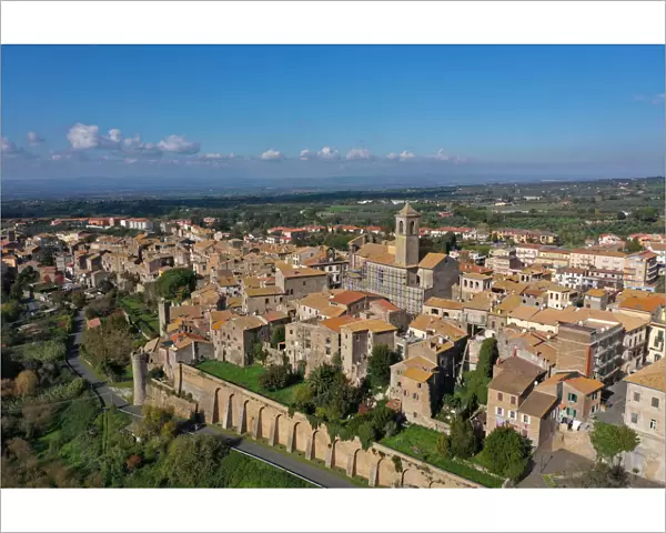 Aerial view by drone of Etruscan village of Vetralla, Viterbo province, Lazio, Italy