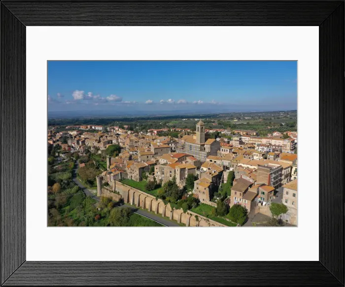 Framed Print : Aerial view by drone of Etruscan village of Vetralla, Viterbo province, Lazio, Italy Framed Print : Aerial view by drone of Etruscan village of Vetralla, Viterbo province, Lazio, Italy