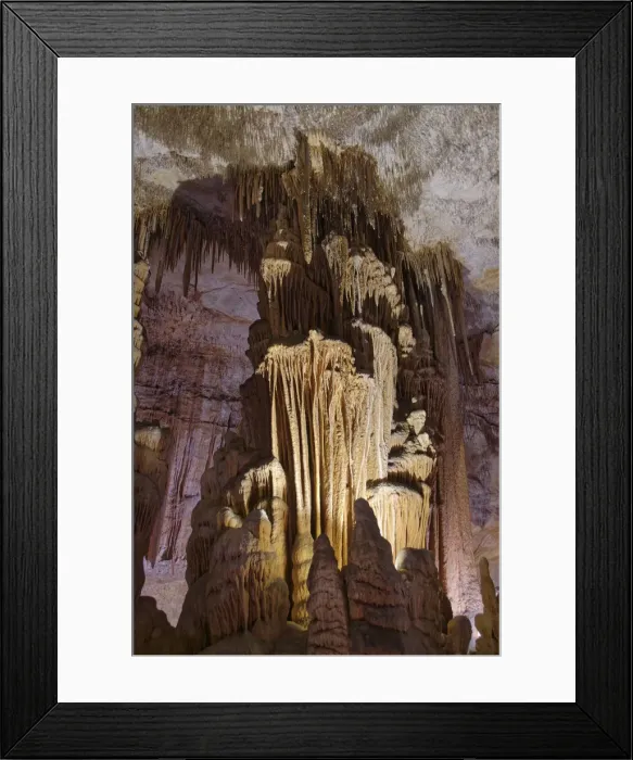 Framed Print : Ornate columns formed by many hanging stalactites and rising stalagmites coalescing Framed Print : Ornate columns formed by many hanging stalactites and rising stalagmites coalescing