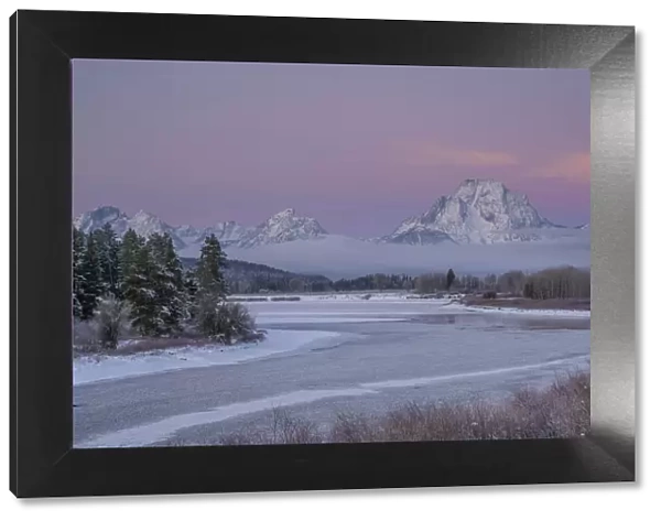 Predawn light at Oxbow Bend with Mount Moran, Grand Teton National Park, Wyoming