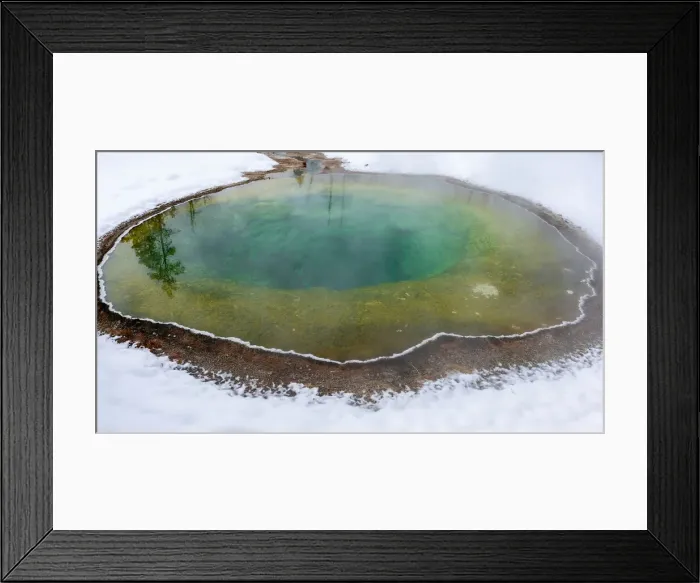 Framed Print : Morning Glory pool hot spring in the snow, Yellowstone National Park Framed Print : Morning Glory pool hot spring in the snow, Yellowstone National Park