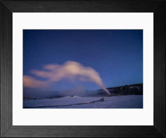 Framed Print : Old Faithful geyser under a starry sky, Yellowstone National Park Framed Print : Old Faithful geyser under a starry sky, Yellowstone National Park