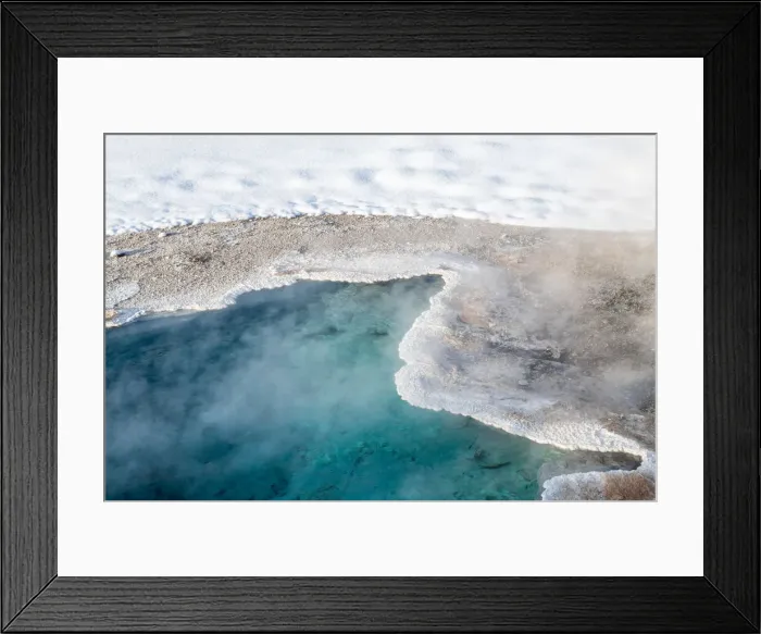 Framed Print : Bright blue thermal feature in snow, Yellowstone National Park Framed Print : Bright blue thermal feature in snow, Yellowstone National Park