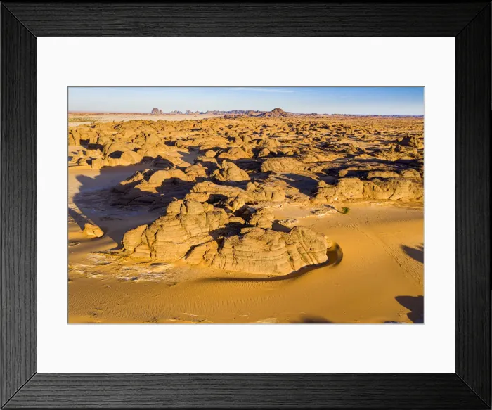 Framed Print : Aerial of beautiful rock formations in the Djado plateau, Tenere Desert, Sahara, Niger