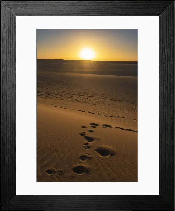 Framed Print : Footprints and sand ripples in the sand dunes of the Tenere Desert, Sahara, Niger, Africa Framed Print : Footprints and sand ripples in the sand dunes of the Tenere Desert, Sahara, Niger, Africa