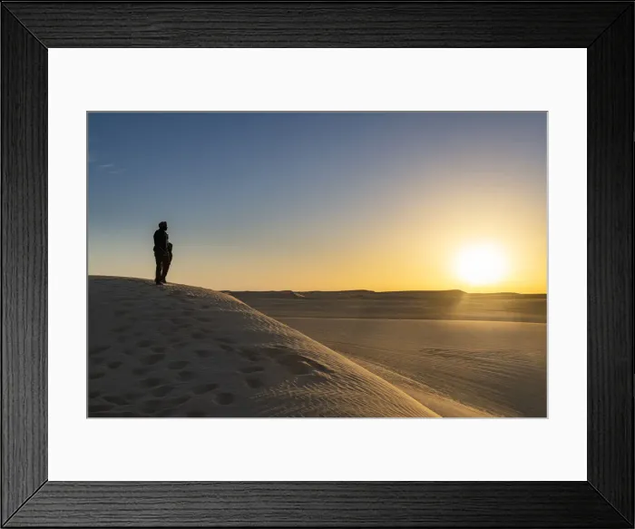 Framed Print : Tuareg standing on a sand dune in the Tenere Desert at sunrise, Sahara, Niger, Africa Framed Print : Tuareg standing on a sand dune in the Tenere Desert at sunrise, Sahara, Niger, Africa