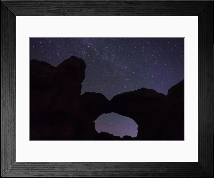Framed Print : Starry sky viewed through Broken Arch, Arches National Park, Utah