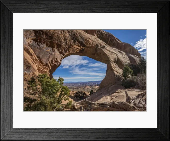 Framed Print : Desert landscape viewed through Partition Arch, Arches National Park, Utah Framed Print : Desert landscape viewed through Partition Arch, Arches National Park, Utah