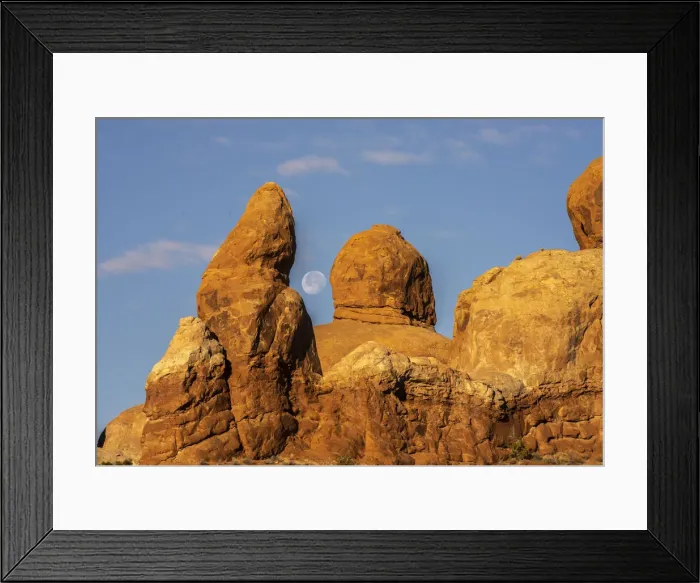 Framed Print : Moon view between the rocks, Arches National Park, Utah, United States of America Framed Print : Moon view between the rocks, Arches National Park, Utah, United States of America