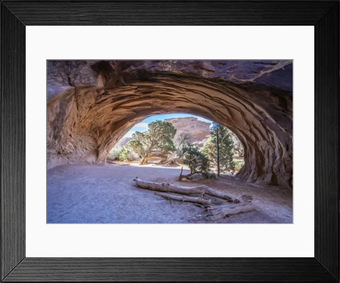 Framed Print : Landscape view through Navajo Arch, Arches National Park, Utah, United States of America
