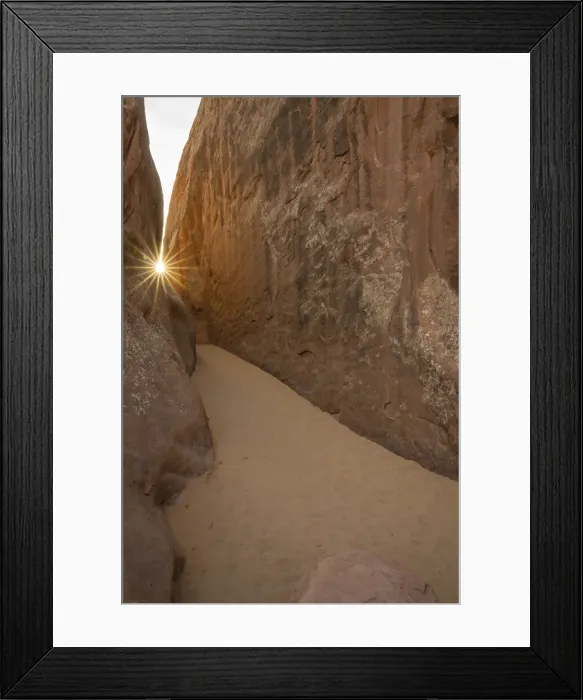 Framed Print : Sunburst over a sandy dune, Arches National Park, Utah, United States of America Framed Print : Sunburst over a sandy dune, Arches National Park, Utah, United States of America