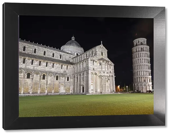 Cathedral (Duomo) and Leaning Tower at night, Piazza Dei Miracoli