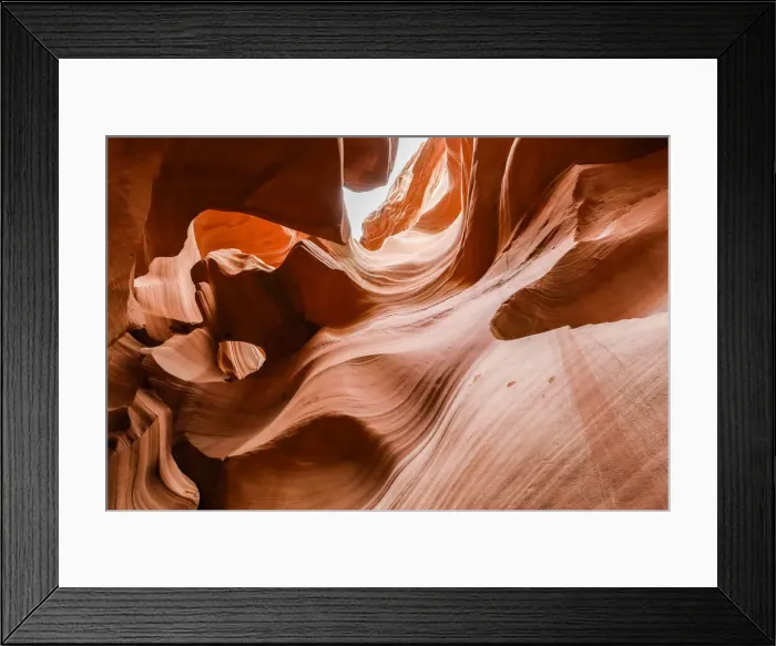 Framed Print : Water eroded Navajo Sandstone forms a slot canyon in Upper Antelope Canyon, Navajo Land Framed Print : Water eroded Navajo Sandstone forms a slot canyon in Upper Antelope Canyon, Navajo Land