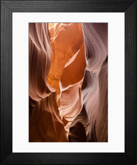 Framed Print : Water eroded Navajo Sandstone forms a slot canyon in Upper Antelope Canyon, Navajo Land Framed Print : Water eroded Navajo Sandstone forms a slot canyon in Upper Antelope Canyon, Navajo Land