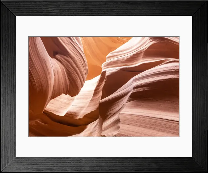 Framed Print : Water eroded Navajo Sandstone forms a slot canyon in Upper Antelope Canyon, Navajo Land Framed Print : Water eroded Navajo Sandstone forms a slot canyon in Upper Antelope Canyon, Navajo Land