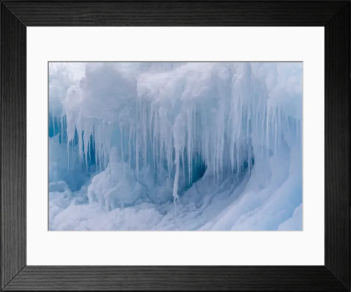 Framed Print : Icicles forming from melting and refreezing on iceberg at Devil Island, Weddell Sea