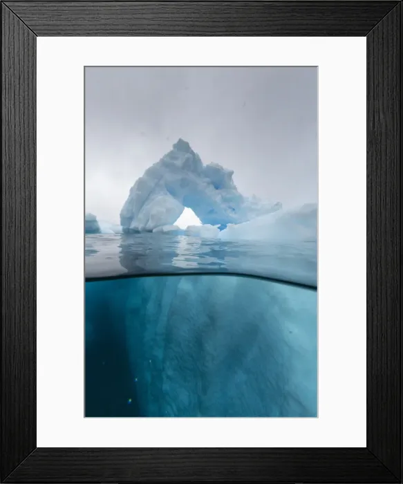 Framed Print : Above and below view of an arch formed in an iceberg at Cuverville Island, Ererra Channel Framed Print : Above and below view of an arch formed in an iceberg at Cuverville Island, Ererra Channel