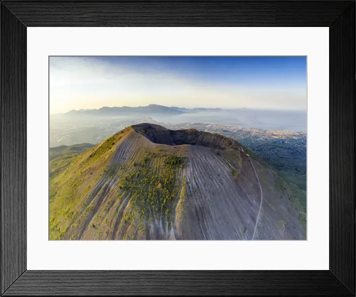 Framed Print : Aerial view of Vesuvius crater and Gulf of Naples at sunrise, Naples, Campania, Italy Framed Print : Aerial view of Vesuvius crater and Gulf of Naples at sunrise, Naples, Campania, Italy