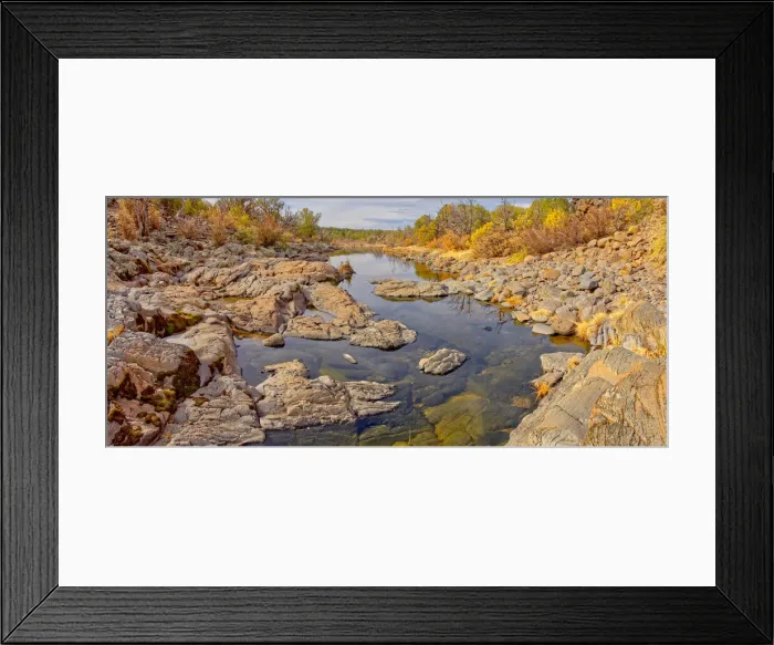 Framed Print : Reflecting pools and volcanic basalt rock boulders in the water, Devil Dog Canyon Framed Print : Reflecting pools and volcanic basalt rock boulders in the water, Devil Dog Canyon