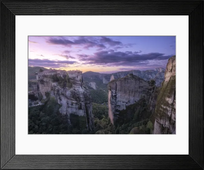 Framed Print : Sunrise above the Monasteries of Varlaam and Roussanou (St Framed Print : Sunrise above the Monasteries of Varlaam and Roussanou (St