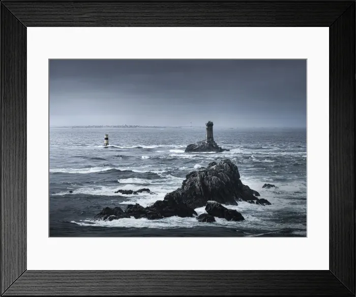 Framed Print : View of the ocean at Pointe du Raz with two lighthouses Framed Print : View of the ocean at Pointe du Raz with two lighthouses