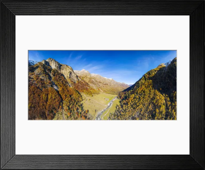 Framed Print : Panoramic aerial view of Val Bodengo during autumn, Valchiavenna, Valtellina, Lombardy Framed Print : Panoramic aerial view of Val Bodengo during autumn, Valchiavenna, Valtellina, Lombardy