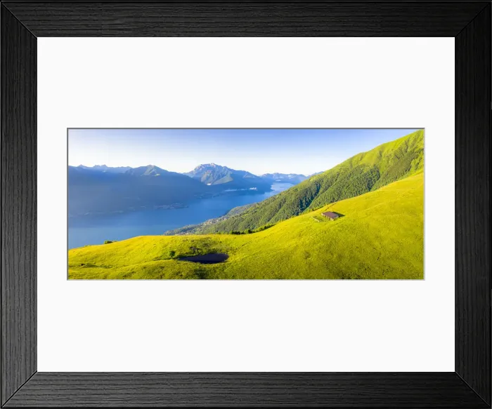 Framed Print : Aerial view of high pasture above Lake Como, Musso, Lake Como, Lombardy, Italian Lakes Framed Print : Aerial view of high pasture above Lake Como, Musso, Lake Como, Lombardy, Italian Lakes