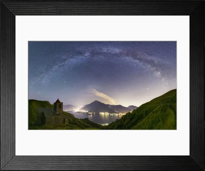Framed Print : Milky Way above San Bartolomeo Church, Musso, Lake Como, Lombardy, Italian Lakes, Italy Framed Print : Milky Way above San Bartolomeo Church, Musso, Lake Como, Lombardy, Italian Lakes, Italy
