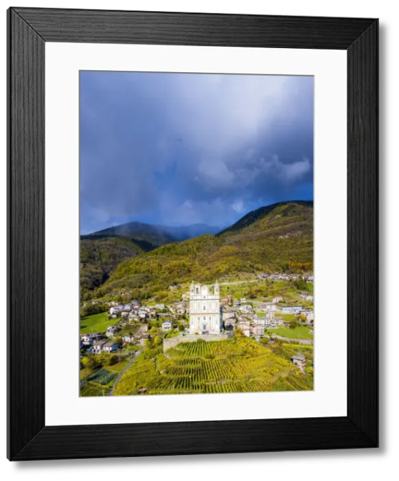 Framed Print : Santa Casa Church in the vineyards, Tresivio, Valtellina, Lombardy, Italy, Europe Framed Print : Santa Casa Church in the vineyards, Tresivio, Valtellina, Lombardy, Italy, Europe